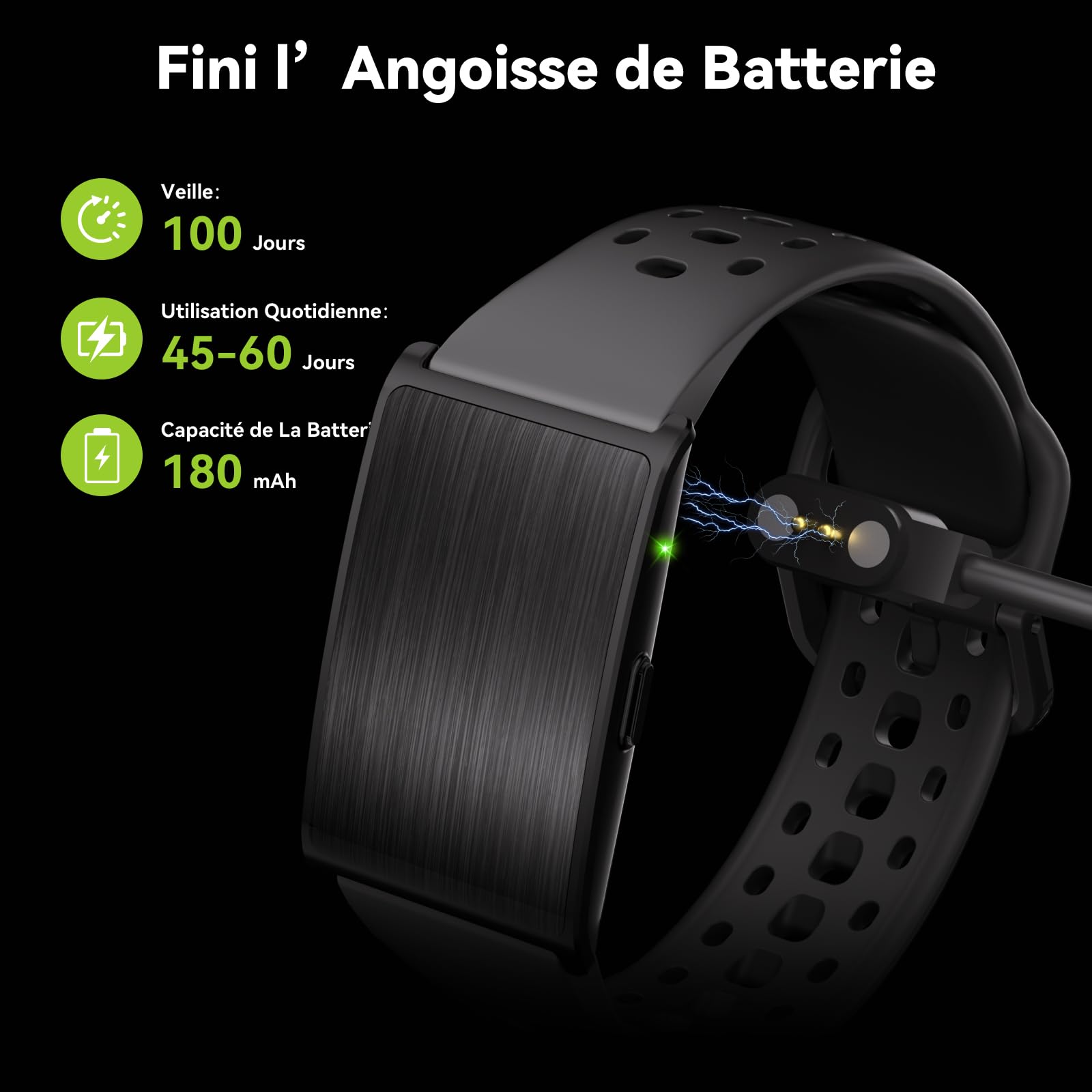 Bracelet Connecté sans Écran Homme Femme, Fitness Tracker 24/7 Suivi Activité et Sommeil avec Fréquence Cardiaque, Analyse IA, 60 Jours d’Autonomie, 170+ Sports, sans Abonnement