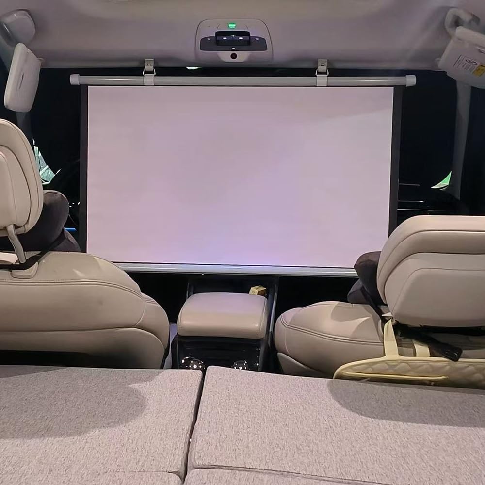 Mini écran de Projection rétractable Manuel pour Voiture, SUV, Camping-Car, 40 Pouces (Noir)
