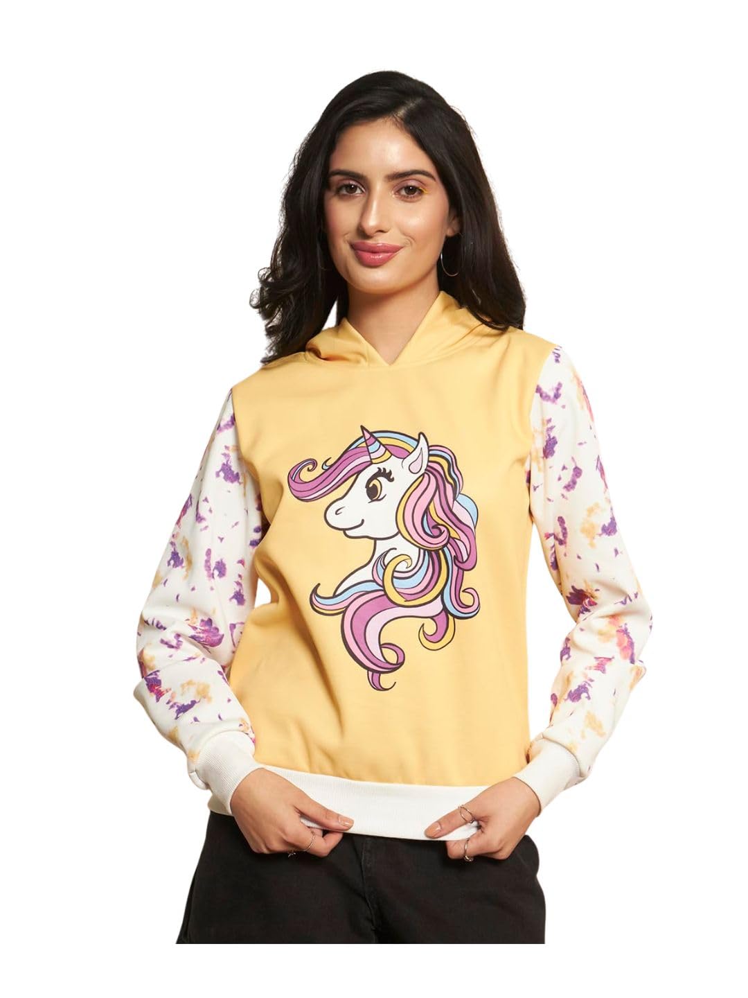Women Animal Print Yellow Sweatshirt - Fleece Full Sleeve Fashion for Office, Casual, Festive & Party (12209)-image-24