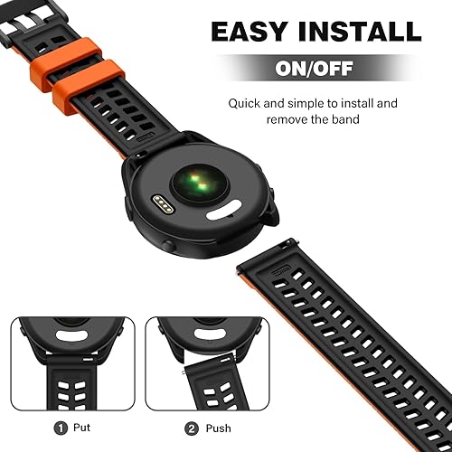 Miniatura 6 de OVERSTEP Correa de silicona de 0.866 in compatible con Garmin Vivoactive 4, Venu 2, Forerunner 265, 255, Samsung Gear S3 Frontire, Galaxy Watch