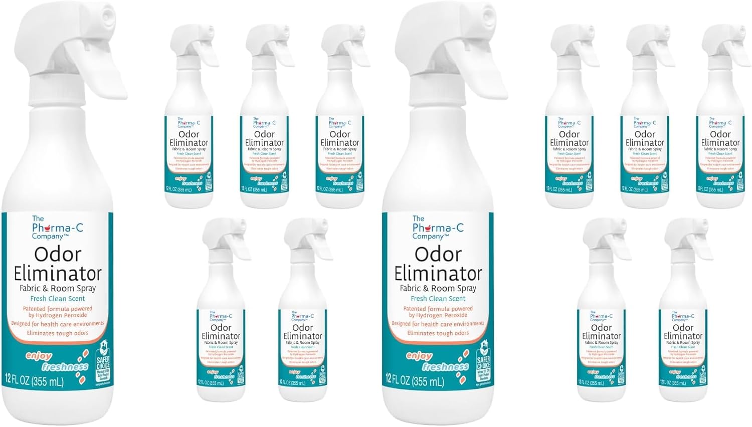 The Pharma-C Company - Odor Eliminator [6-12oz Bottles] - Bulk Fabric & Room Spray -Extra Strength Multipurpose Air Freshener & Fabric Refresher- Neutralize Deodorize (Pack of 2)