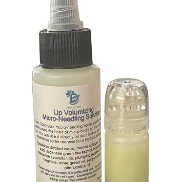 Lip Volumizing Micro-NeedIing Serum Solution and Applicator By Diva Stuff, With Peptides, Hyaluronic Acid, Wintergreen and Marine Collagen