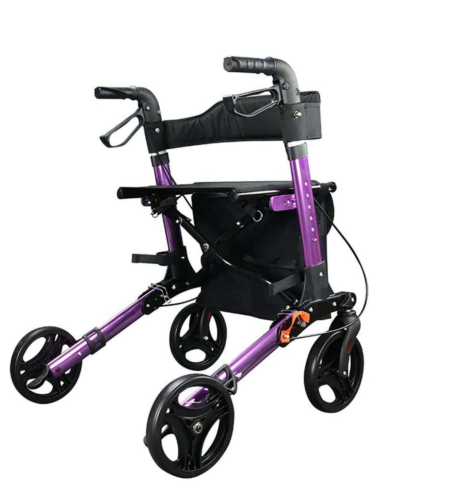 CEEBUS Andador Rollator de 4 Ruedas, Plegable, Ligero, con Asiento y Bolsa, Andador Caminador, Andador para Adultos, minusválidos, de Aluminio,Morado