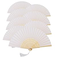 Algopix Similar Product 15 - Metable 8pcs Folding Fan White Silk