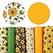 David Angie Sunflowers Printed Faux Leather Sheet PU Grain Textured Synthetic Leather Sheet Assorted 6 Pcs 7.7