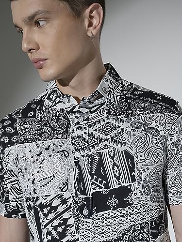 Image of Hubberholme Men's Rayon Relaxed Fit Printed Half Sleeve Resort Shirt