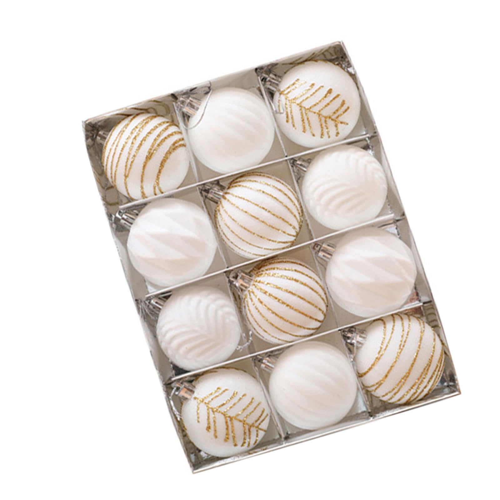 12Pcs Elegant Christmas Tree Ornament Velvets Flocking Baubles Stylish Hanging Pendant for Holiday Window Decoration Christmas Baubles Set