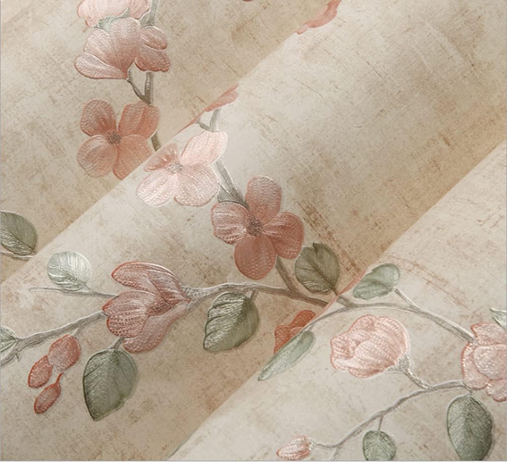 Q QIHANG 1.73' W x 32.8'L Small Floral Retro Nostalgic Rural Style Bedroom TV Background Wall Cafe Hotel Restaurant Non-Woven Non-Pasted Wallpaper (Green)