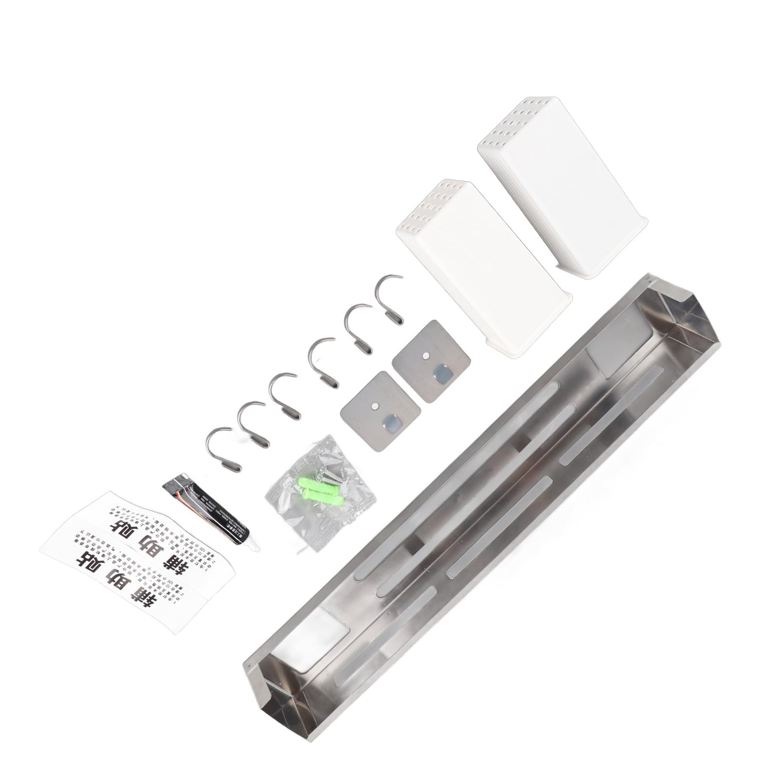 Sunicon 40cm Stainless Steel Kitchen Knife Holder Wall Mounted with Hooks,No Punch Wall Mounted Multifunction Kitchen Utensil Hanger, for Kitchen Knives Tools