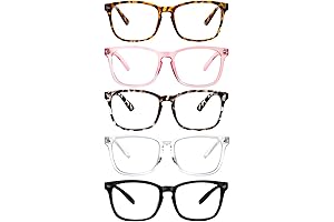5 Pack Blue Light Blocking Reading Glasses: Spring Hinge Eyewear for Women