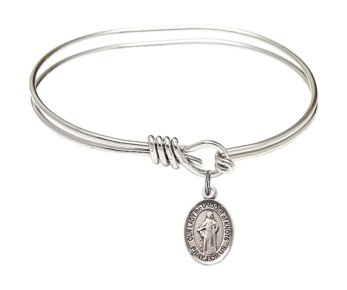 FA Dumont 5 3/4 inch Oval Eye Hook Bangle Bracelet with a O/L The Undoer of Knots Charm.