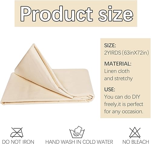 Miniatura 2 de The Yard - Tela de muselina 100 % algodón, tela de lino natural sin blanquear por yarda, 63 pulgadas x 2 yardas, material de tela de lino de