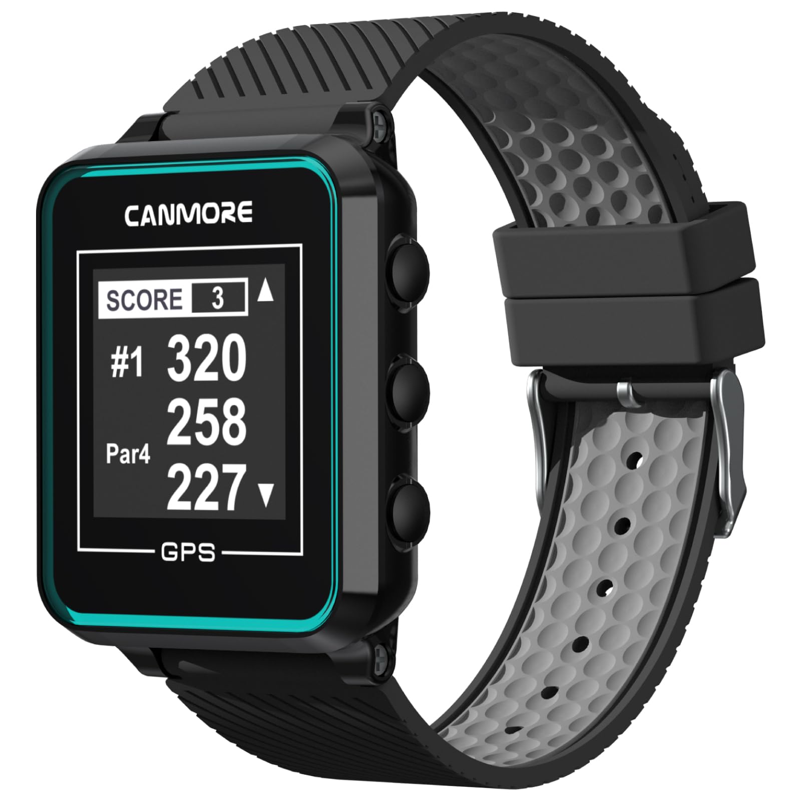 CANMORE TW356 Golf-GPS-Uhr für Damen und Herren, kostenloses Update, großes LCD-Display, Upgrade-IC-Chip, leichtes Zubehör, Schwarz