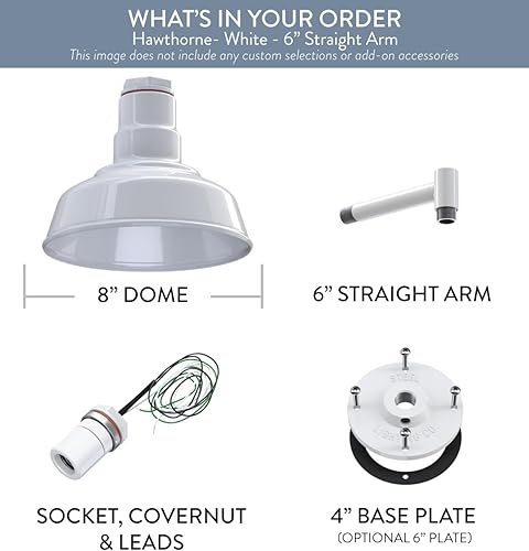 Miniatura 6 de Steel Lighting Co. Hawthorne - Luz de granero  Montada en la pared al aire libre  Domo de 8 pulgadas  Brazo recto de 6 pulgadas  Luz pequeña de