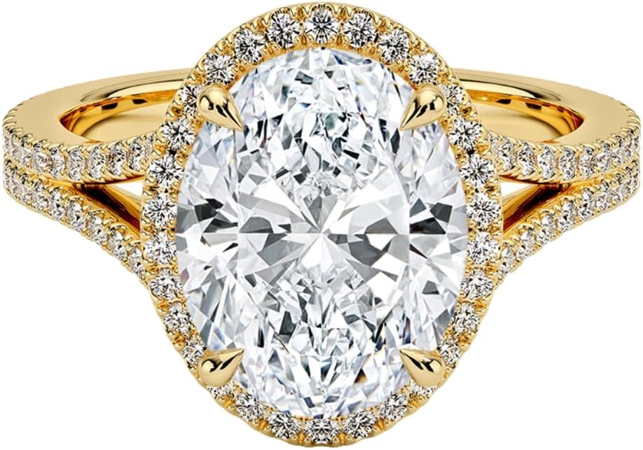 1-5 CT Oval Moissanite Engagement Ring10K 14K 18K Solid Gold, 925 Sterling Silver Split Shank Moissanite Ring Christmas Gift For Women