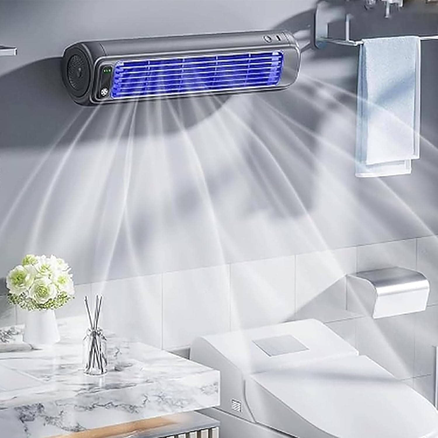 Ventilatore Condizionatore Portatile Senza Pale - Raffreddamento Silenzioso A 3 velocità, Ricarica USB, Ideale per Casa, Camera da Letto, Cucina, Ufficio, Design Compatto per Gray