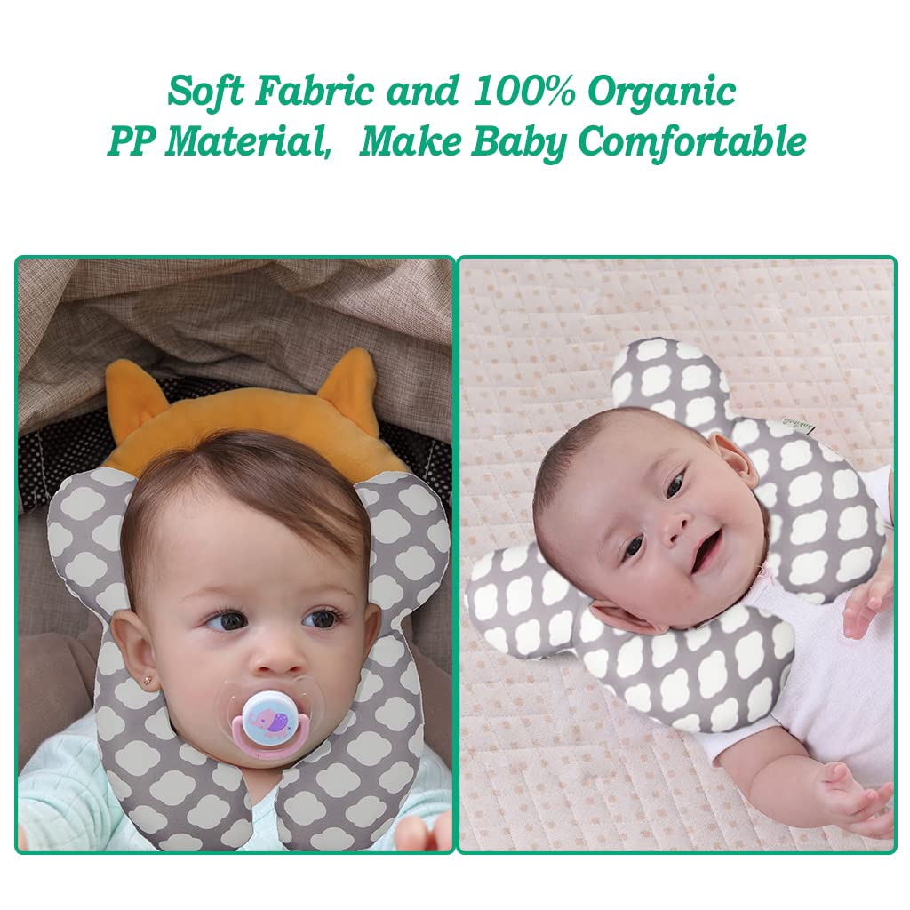 vocheer Oreiller de voyage pour bébé pour soutien de la tête et du cou pour poussette, siège auto, voyage (nuage)