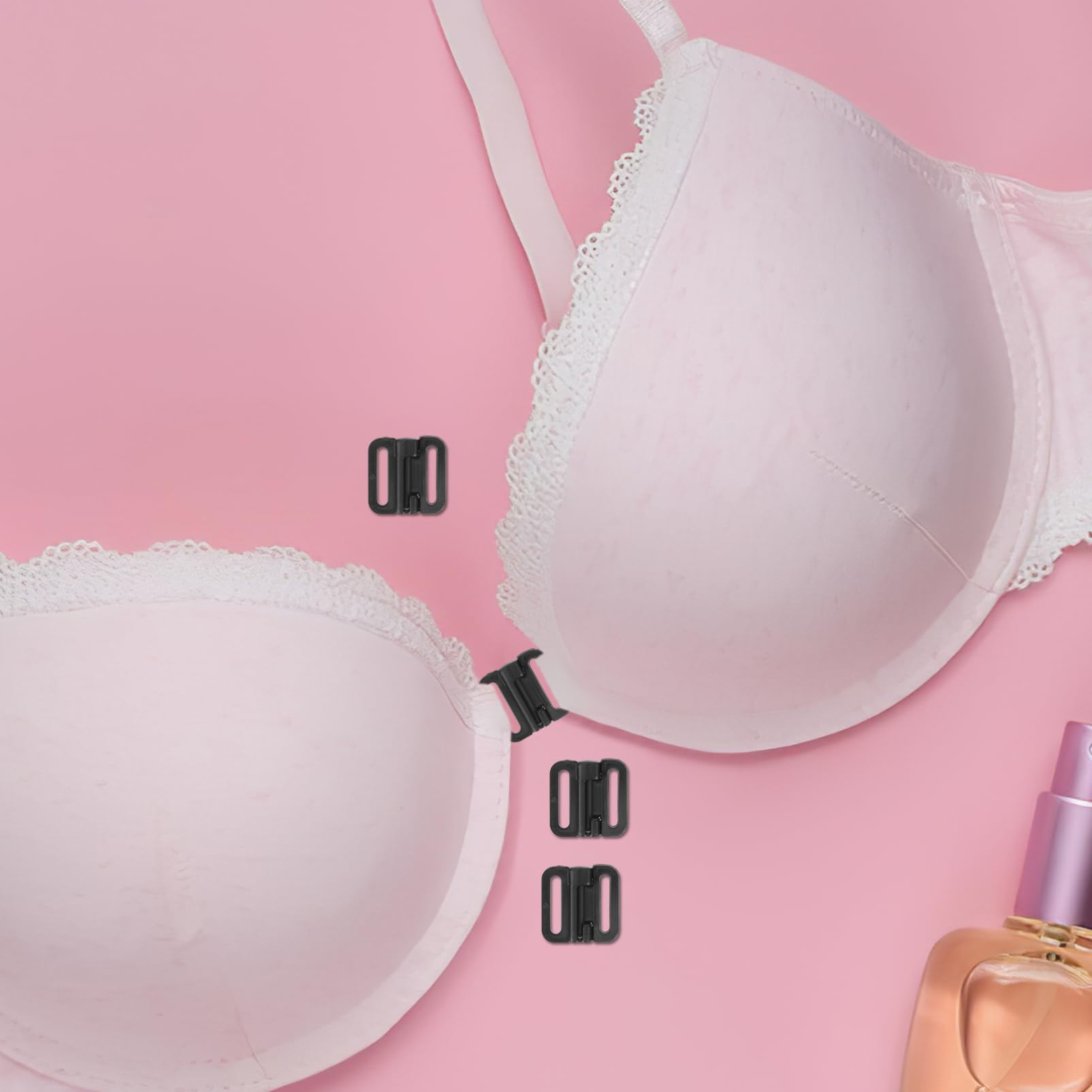 LIFKOME Bra Front Clasp Replacement Kit 100 Pieces Bra Closure Hook for Lingerie Breastfeeding Bras Front Buckles Bra Accessories Women's Bra Parts Sturdy Plastic Black 12mm