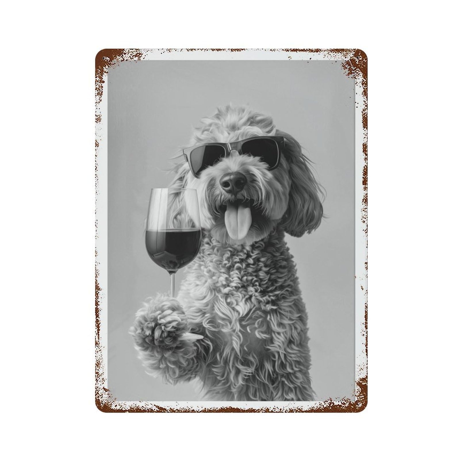 xiaoxiaoshen Goldendoodle Wine Funny Dog Doodle Bar C Wall Decor Art Metal Tin Poster Modern Home Decor Art Home Bar Shop Decorations Vintage Sign 40x30cm