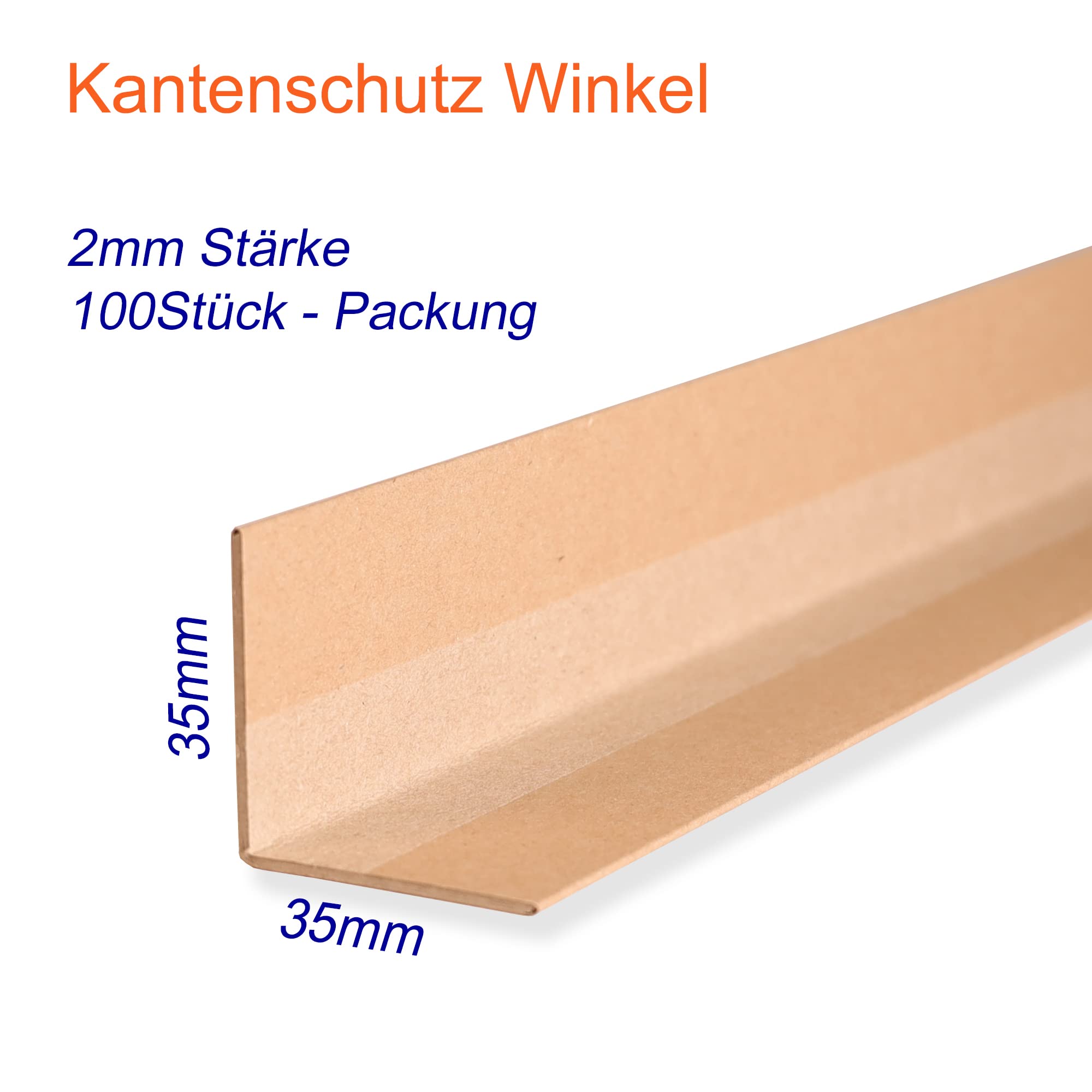 100 Kantenschutzwinkel | Vollpappe | Schenkelbreite: 35mm - Länge: 60cm - Dicke: 2mm | Kantenschutzleisten zum Kantenschonen für optimale Ladungssicherung Braun