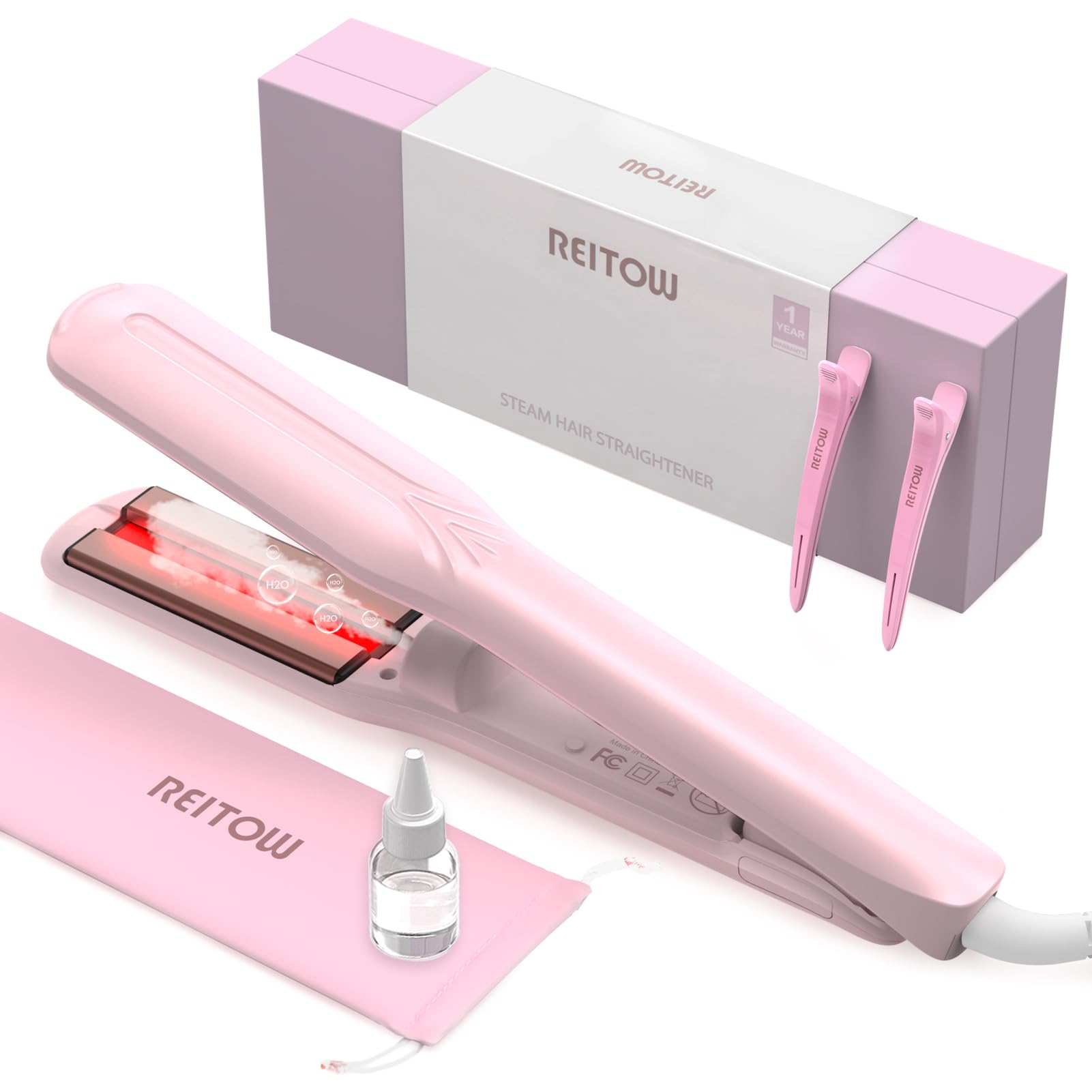 Amazon.com : Reitow 1.5 Inch Wide Steam Hair Straightener  display picture 2