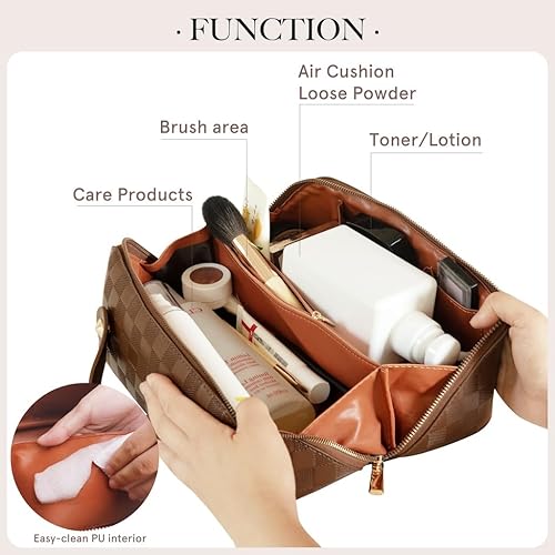 Miniatura 5 de Bolsa de maquillaje portátil grande Bolsa de cosméticos de viaje portátil para mujeres y niñas, bolsa de maquillaje de regalo, bolsa portátil con