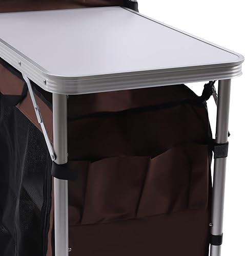 Miniatura 9 de Leblett Mesa de cocina para campamento mesa de parrilla plegable portátil para exteriores mesa de campamento plegable de aluminio para patio trasero