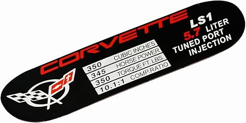 Miniatura 5 de 1 placa de identificación de datos C5 Corvette Spec Metal Placa de identificación 3D Placa de identificación LS1 345HP 1997-2000 Reemplazo para