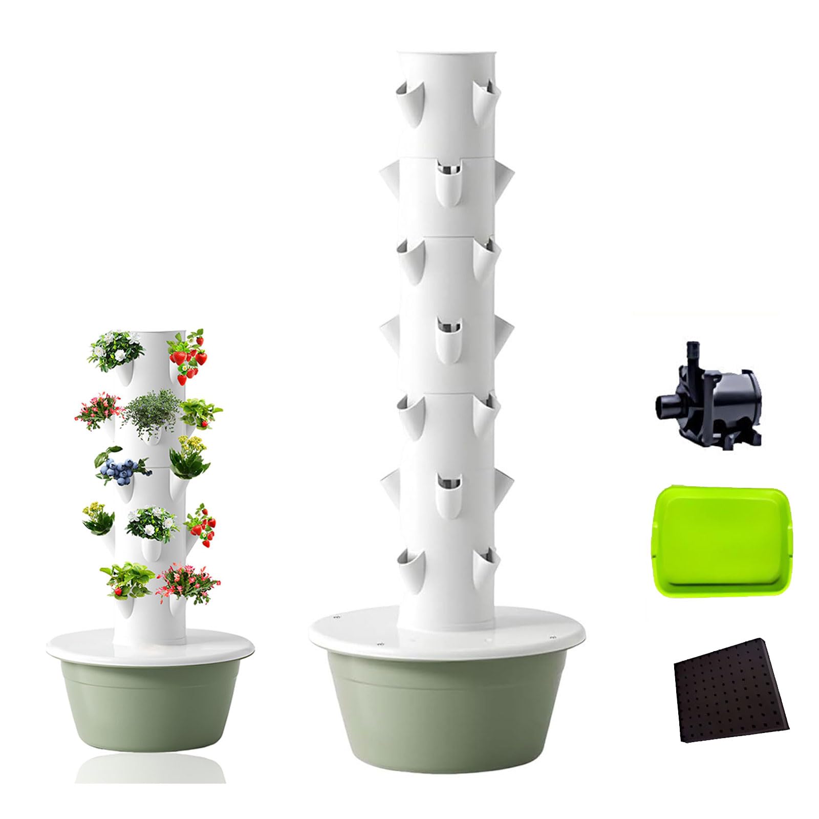 Sistema de cultivo hidropónico, torre vertical, aeroponía automatizada, jardín interior con bomba de riego automático, kit de jardín de hierbas para el hogar