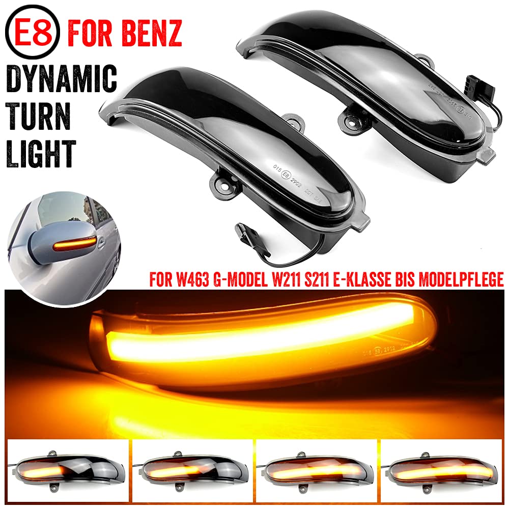 QKLsudua 2pcs Dynamic Blinker Turn Signal compatible with Be-nz E Class W211 S211 2002-2007 G Class W463 LED Side Mirror Indicator