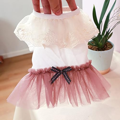 Miniatura 10 de Vestidos tutú para perros pequeños, niñas, cachorros, vestidos de verano rosados, vestido de princesa con lazo, lindo atuendo para perrito, ropa
