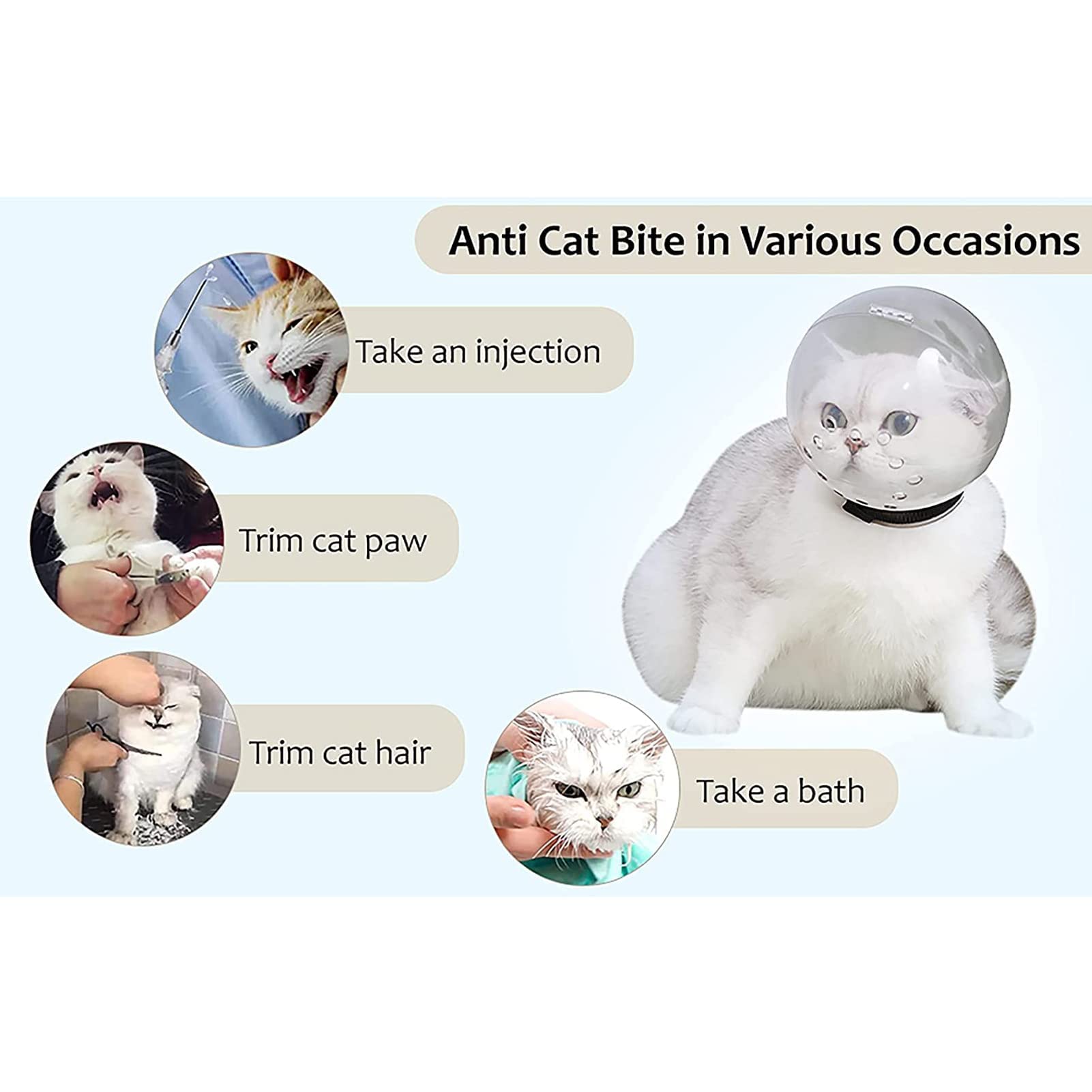 zalati Bozales para mascotas, tamaño ajustable, transparente, transpirable, máscara de protección para gatitos y perros