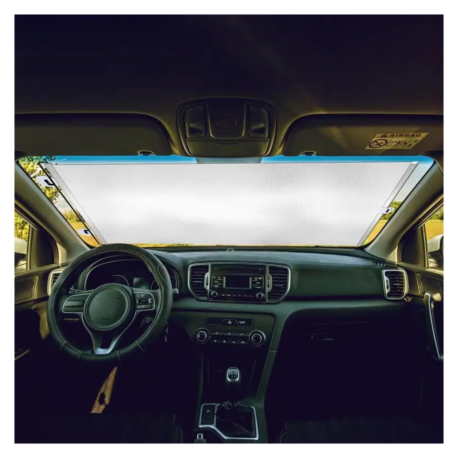 Protezione Solare Auto Parasole Interna Tenda Parasole Avvolgibile Automatica In PVC Con Rullo Parasole Per Auto, Tenda Oscurante Con Ventosa, Tenda Parasole Per Finestrini Auto(58 x 125cm)