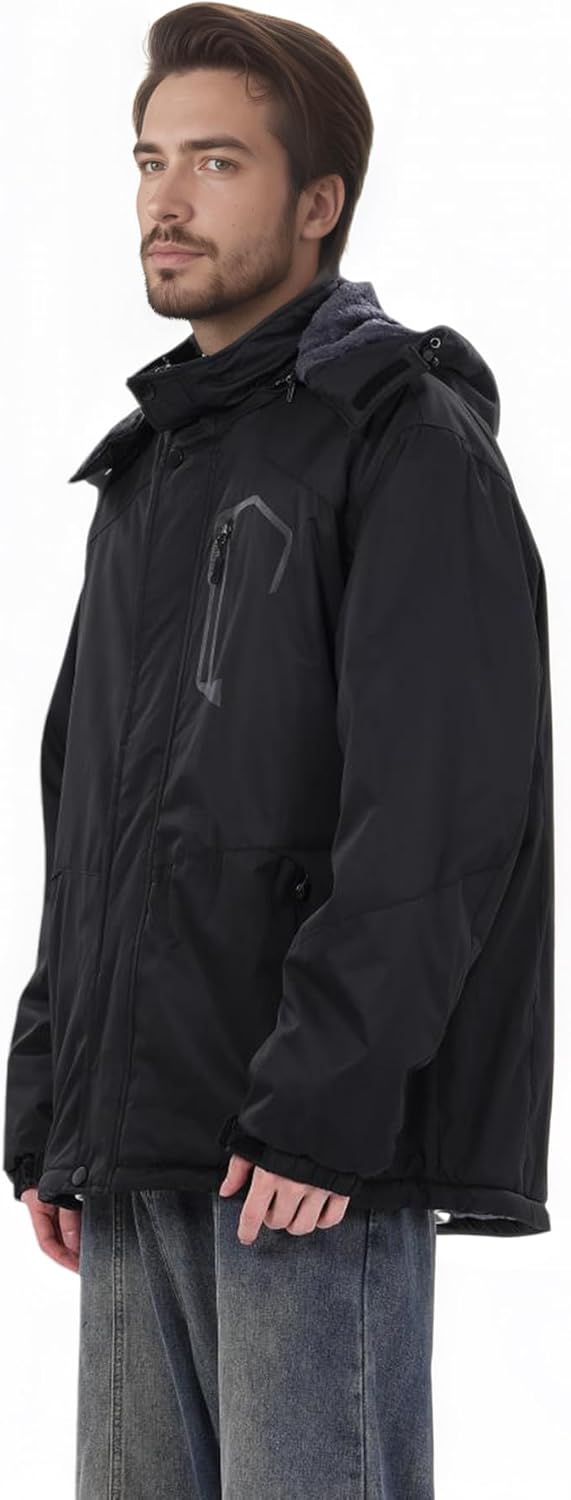 Men's Waterproof Ski Winter Jacket with Detachable Hood, (S-4XL), Warm Windproof Snow Coat for Skiing & Snowboarding - Image 5