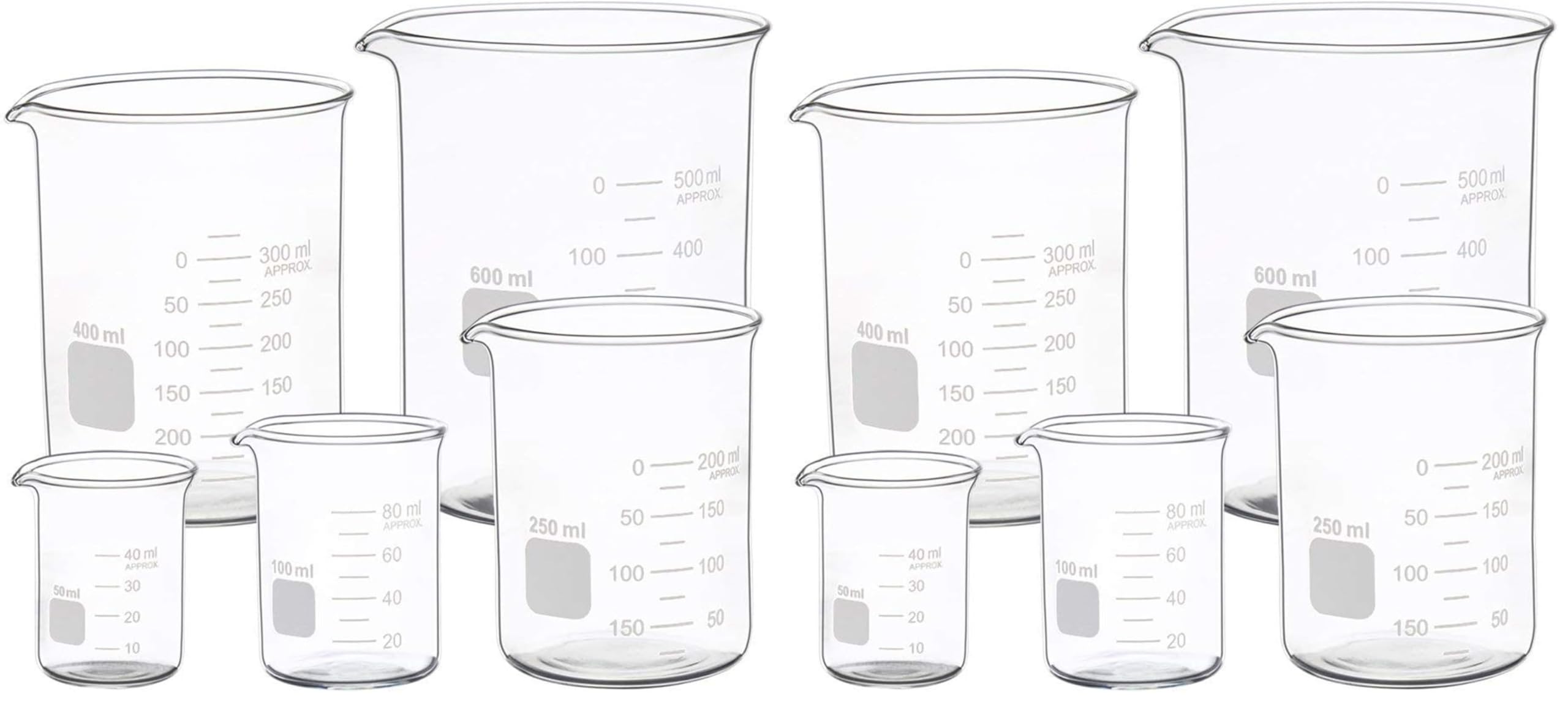 3 Pack Borosilicate Glass Beaker Set, 50 mL, 100 mL and 250 mL — Amazon image 12