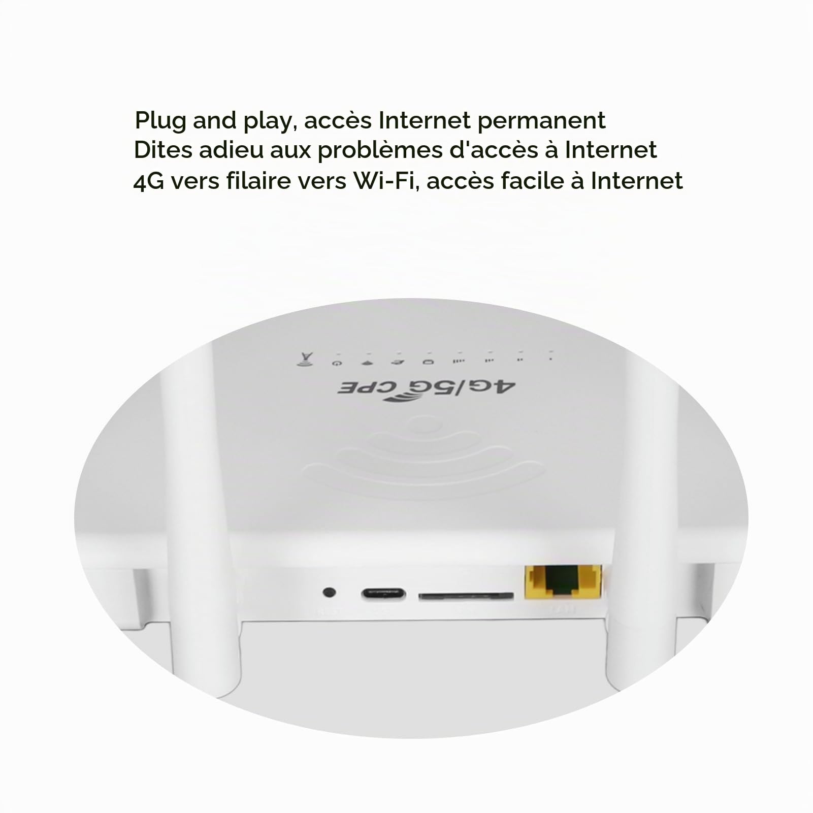 Routeur WiFi 4G, Modem Routeur 4G LTE, avec Emplacement pour Carte SIM, Transmission WiFi 300 Mbps 2,4 G, jusqu'à 20 Appareils, avec 4 Antennes à Gain élevé (5 Dbi), pour