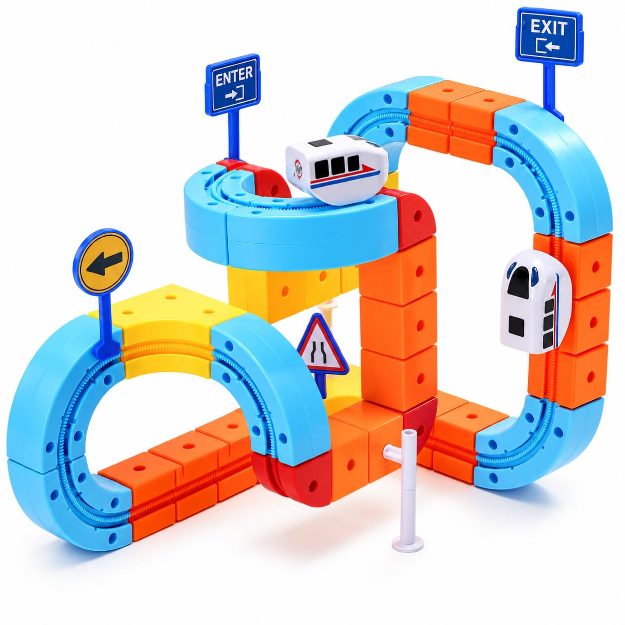 EagleStone 56PCS Electric Train Set, 3D Track Building Blocks Toy for Kids