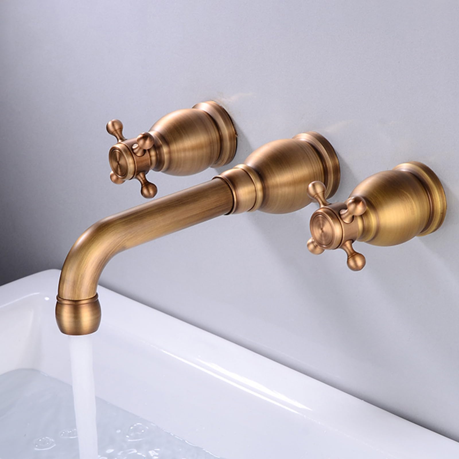 Mélangeur de bassin mural double bouton pour vasque moderne de salle de bain