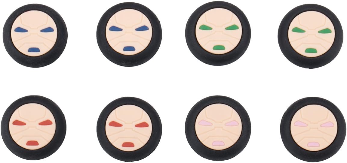 8 Pieces of Silicone Thumb Grips Thumbstick Joysticks Anologue Sticks Protective Cap Cover Iron Man Style for PS4, Xbox One, Switch PRO Controller ETC. Black