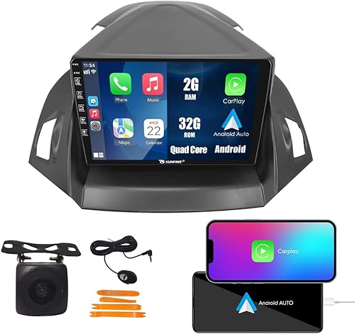 Kunfine Coche CarPlay Android Navegación Automática Estéreo GPS Radio Reverse Cámara Pantalla 9 "IPS Pantalla Táctil Headunit Tablet Pad Media