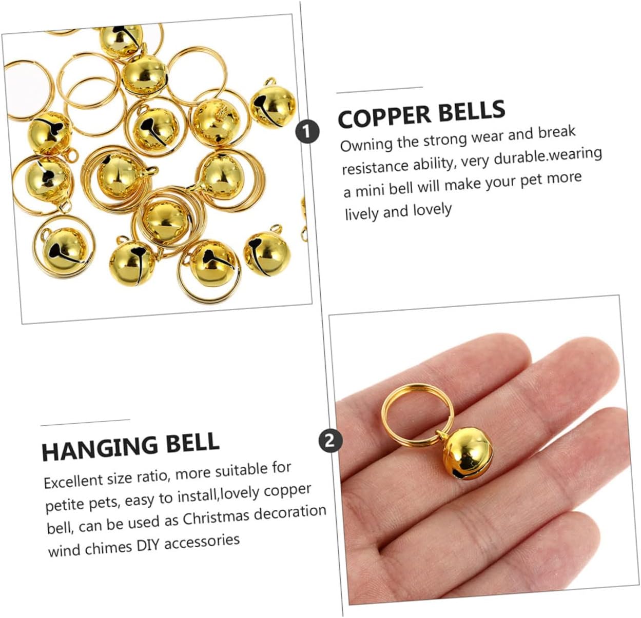Chic Xmas Pet Bells 18pcs Copper Craft Bells Ideal for Diy Decorations and Pet Collars