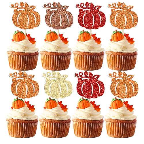 Décoration cupcake citrouille paillettes automne x24 pour fête