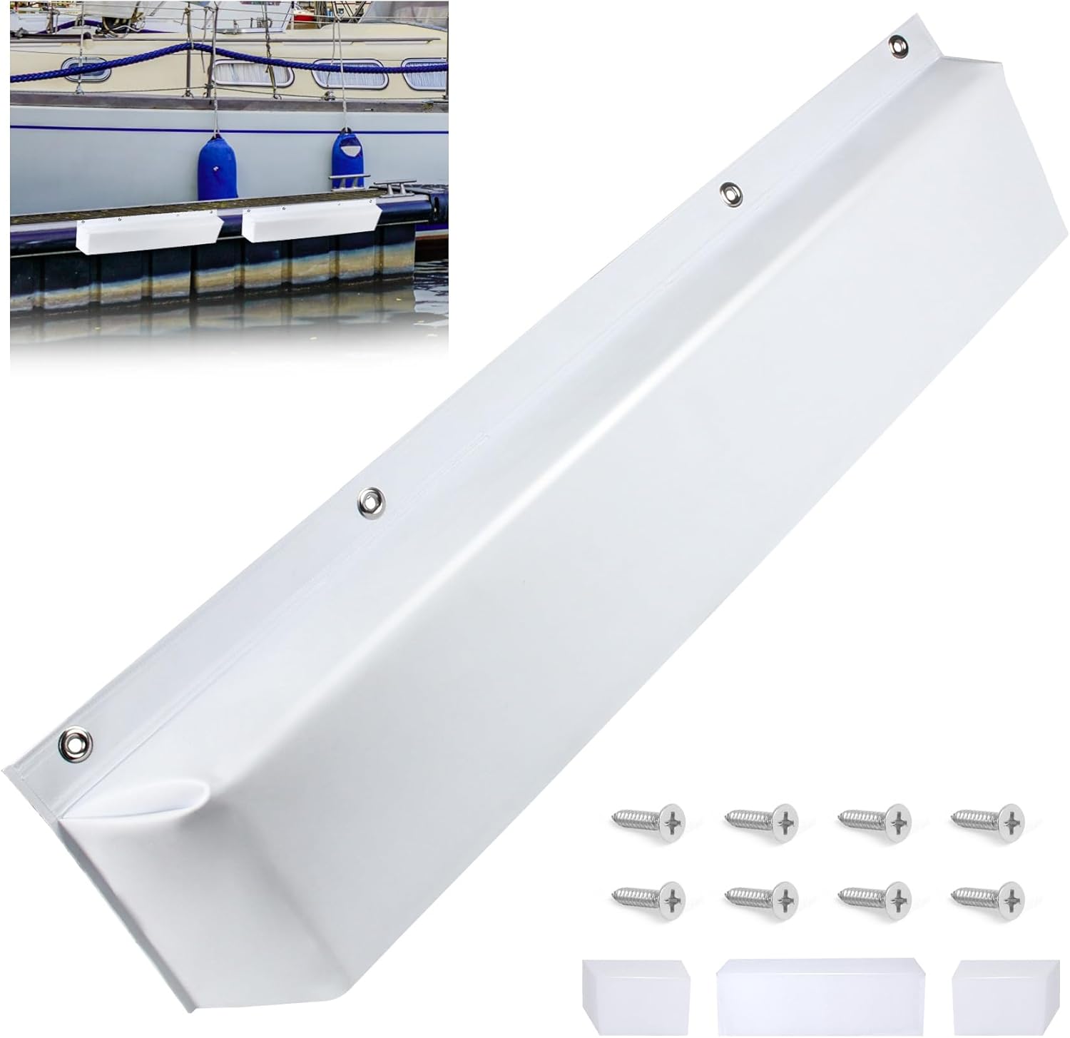 36/48/59/72in Dock Bumpers,Boat Dock Bumper,Marine Removable Boat Bumpers for Docking Preventing Dent or Scratch Docking,Screws Included (White/Grey/Black)