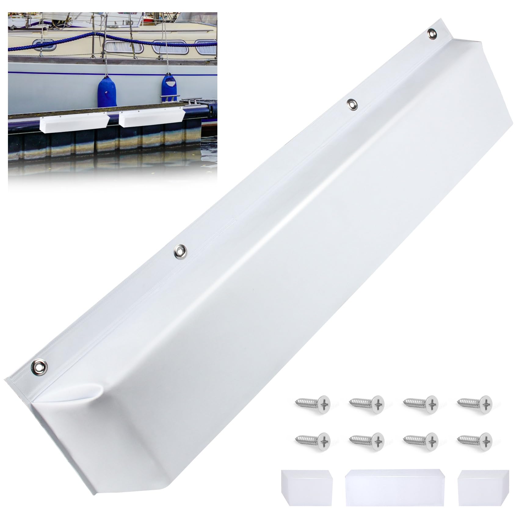 Dock Bumpers 36 Inch,Boat Dock Bumpers Guards,Removable Marine Dock Piling Bumper For Pontoon Boats Preventing Dent Or Scratch During Docking,Screws Included (White)
