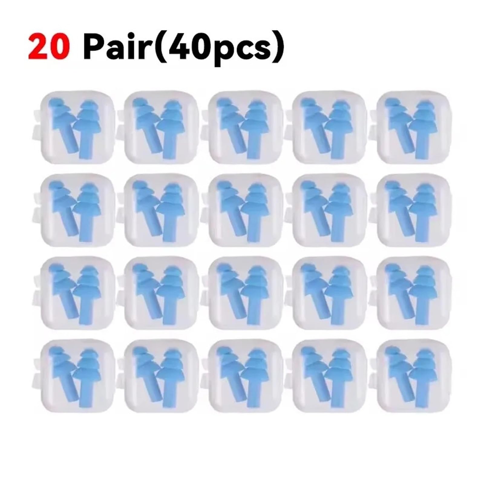 1/25 pares de tapones de silicona para los oídos, cancelación de ruido, para dormir, natación, impermeables (20 pares (40 unidades)