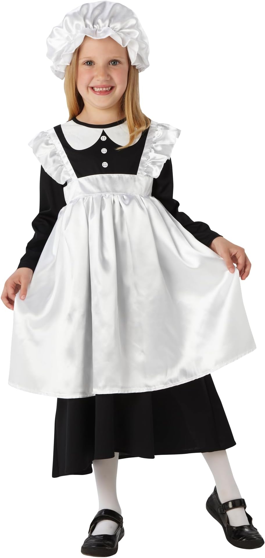 Victorian Maid Girls Costume with Apron and Bonnet 9-10 Years