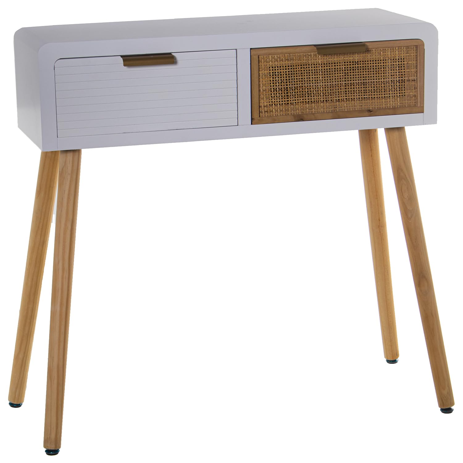 Console d'entrée en bois blanc table d'appoint rotin 80cm de large