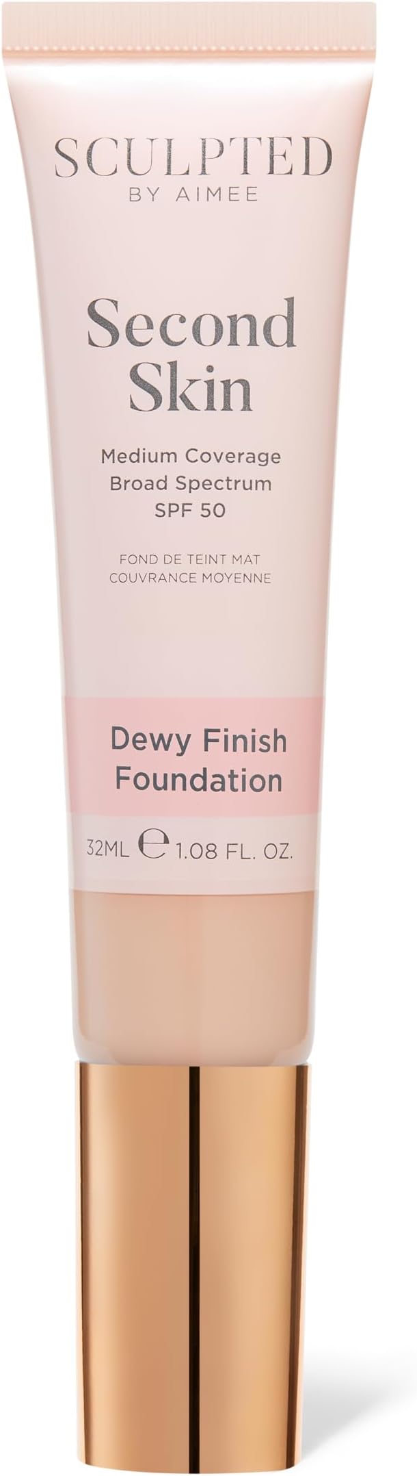 Second Skin Dewy Liquid Face Foundation from Sculpted by Aimee - 32ml Buildable, Medium Coverage Foundation with Dewy Finish, Hyaluronic Acid, Collagen Boosting Formula, SPF 50, (Light Plus 3.5)