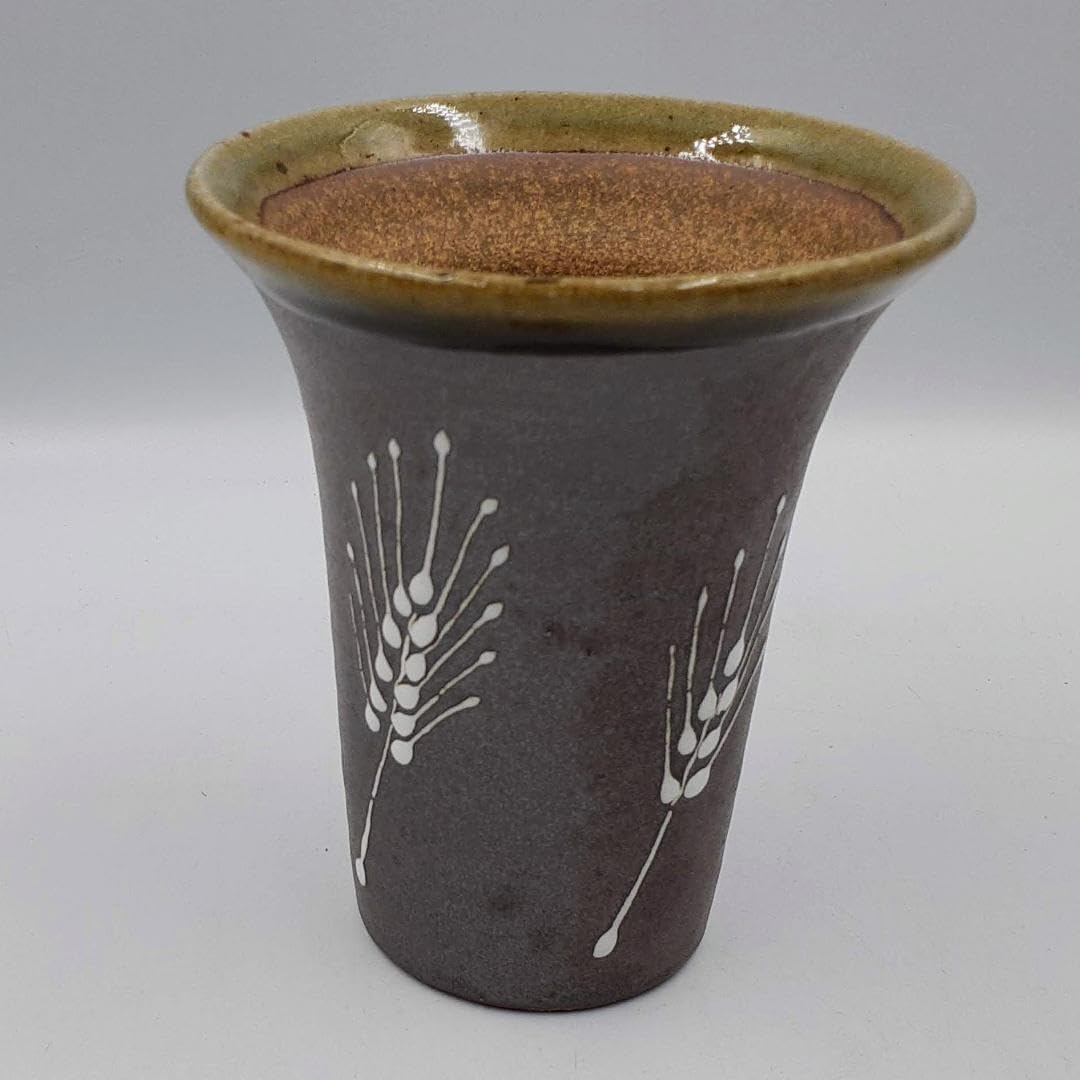 萬古焼 藍窯 陶製 鉄釉麦絵ビール 5客セット 三陶