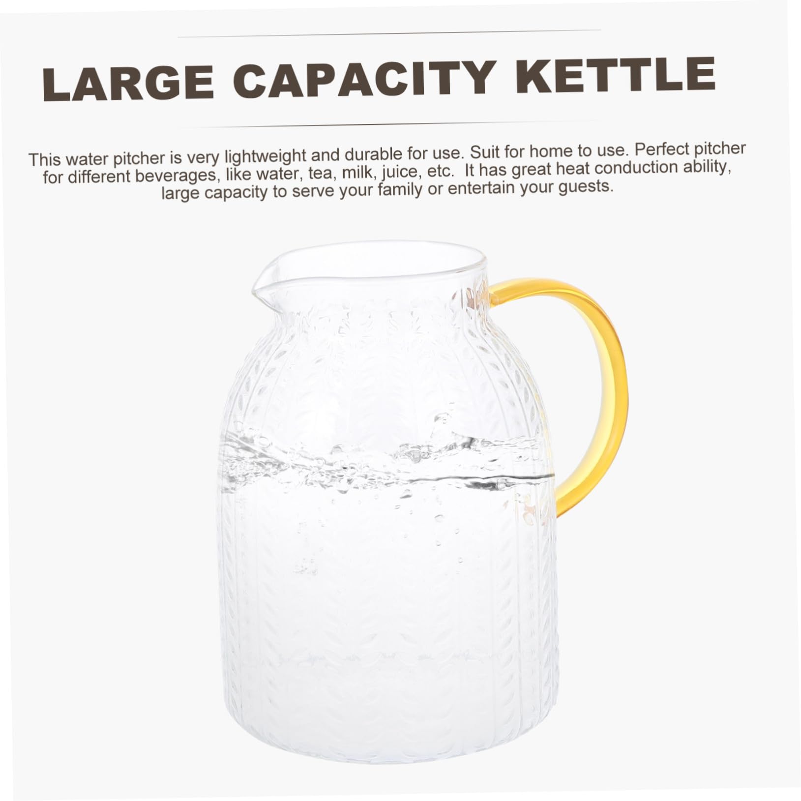 Jarra de Agua Fría de Vidrio Borosilicato de 1800 Ml | Gran Capacidad Hogar, Sellado Hermético y Resistente al Desgaste, Acabado Cuidado